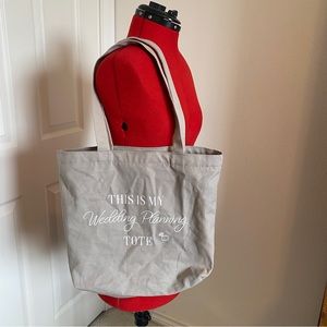 Wedding Planning Shoulder Tote Bag, gray/beige in color